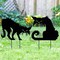 Set of 2 Metal Scary Angry Cat Silhouette Decor for Outdoor Lawn Garden Yard Decoration
